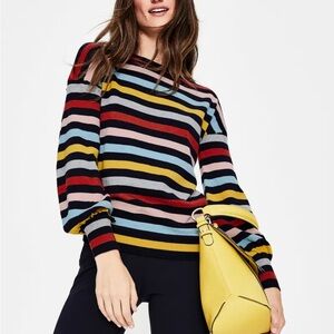 Boden Muriel Jumper Sweater Womens Small Striped Classic Preppy Wool Cotton